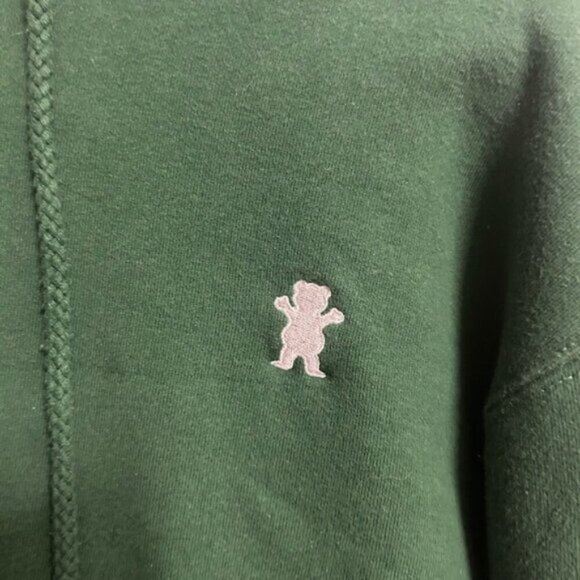 Grizzy OG Bear Embroidered Green Hoodie - Picture 2 of 6